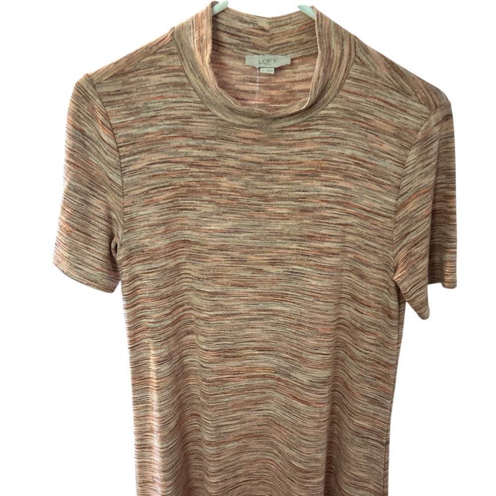LOFT Earthy Toned Short Sleeve Dress PTP 17.5 L 34